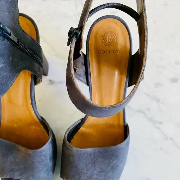 Coclico slate blue gray suede leather heels with win… - Picture 2 of 8